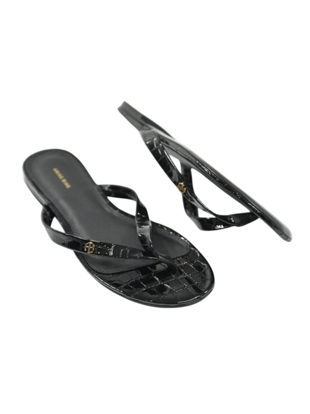 Anine Bing Noelle Thong Sandals in Black